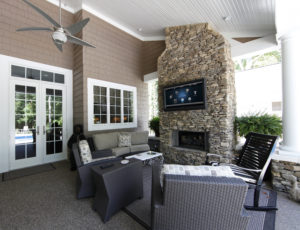 "outdoor living and outdoor tv on patio"