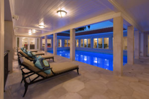 "outdoor living pool with lighting"