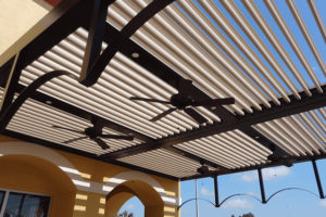 "outdoor living louvered outdoor roof"