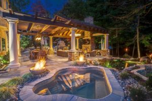 Luxury patio with fire pit